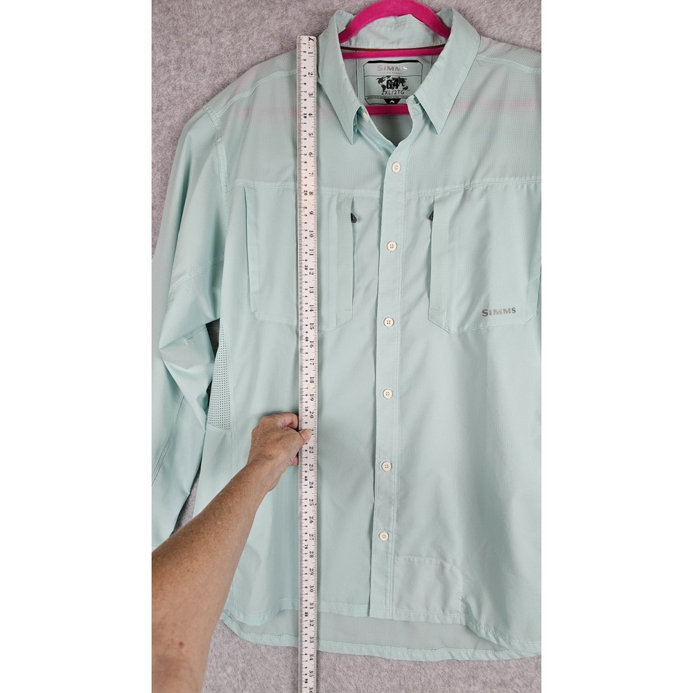 Mens SIMMS G4 Fishing Shirt Size 2XL XXL Long Sleeve Light Green - Picture 11 of 14